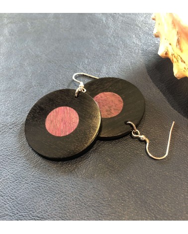 copie de Boucles d'oreille disque en ÉBÉNE-AMARANTE / 38 copie de Boucles d'oreille disque en ÉBÉNE-AMARANTE / 38
