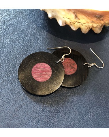 copie de Boucles d'oreille disque en ÉBÉNE-AMARANTE / 38 copie de Boucles d'oreille disque en ÉBÉNE-AMARANTE / 38