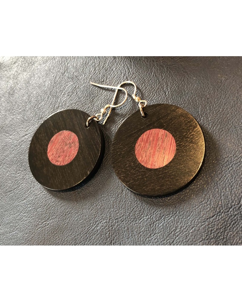 copie de Boucles d'oreille disque en ÉBÉNE-AMARANTE / 38 copie de Boucles d'oreille disque en ÉBÉNE-AMARANTE / 38