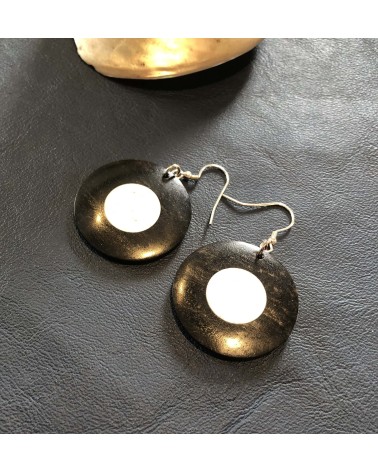 Boucles d'oreille disque en ÉBÉNE- OS / 42