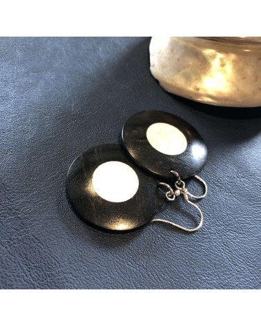 Boucles d'oreille disque en ÉBÉNE- OS / 42 Boucles d'oreille disque en ÉBÉNE- OS / 42