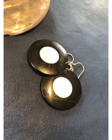 Boucles d'oreille disque en ÉBÉNE- OS / 42