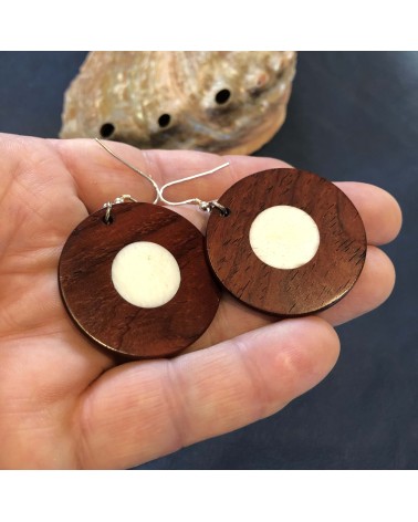 Boucles d'oreille disque en COCOBOLO - OS / 44 Boucles d'oreille disque en COCOBOLO - OS / 44