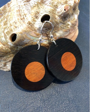 Boucles d'oreille disque en ÉBÉNE-PERNAMBOUC / 45