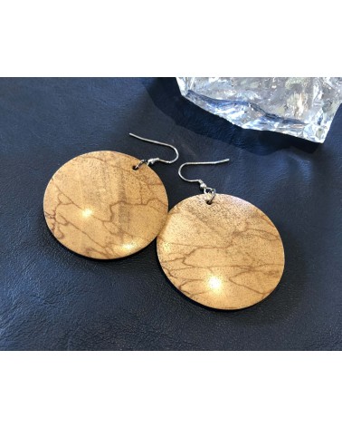 Boucles d'oreille forme lentille ZEBRAWOOD échauffé / 47 Boucles d'oreille forme lentille ZEBRAWOOD échauffé / 47