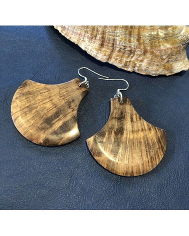 Boucles d'oreille forme lentille échancrée Loupe de TAMARIN (broussin) / 32