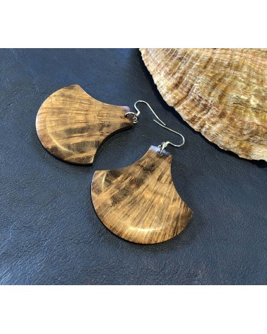 Boucles d'oreille forme lentille échancrée Loupe de TAMARIN (broussin) / 32 Boucles d'oreille forme lentille échancrée Loupe de TAMARIN (broussin) / 32