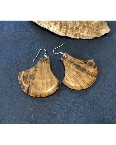 Boucles d'oreille forme lentille échancrée Loupe de TAMARIN (broussin) / 32 Boucles d'oreille forme lentille échancrée Loupe de TAMARIN (broussin) / 32