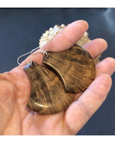 Boucles d'oreille forme lentille échancrée Loupe de TAMARIN (broussin) / 32