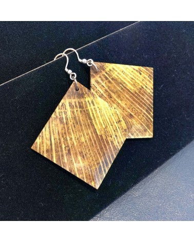 Boucles d'oreille Carré en  CHÊNE VERT ÉCHAUFFÉ / 51