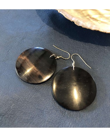 Boucles d'oreille forme lentille ÉBÈNE DE MALAISIE / 53