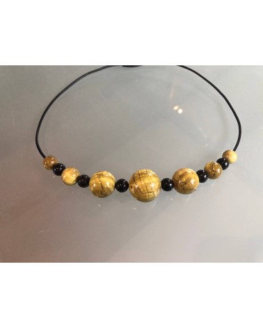 Collier perles Erable échauffé stabilisé  / Ebène  / 02
