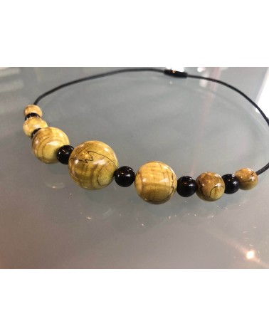 Collier perles Erable échauffé stabilisé  / Ebène  / 02