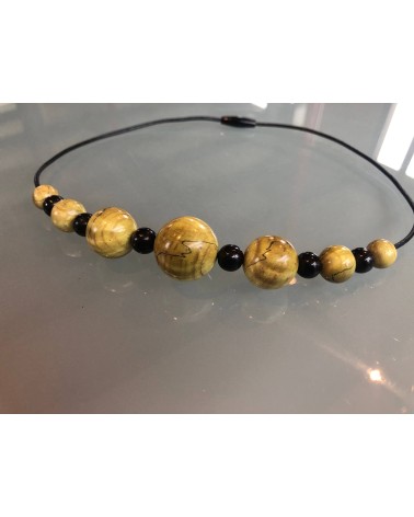 Collier perles Erable échauffé stabilisé  / Ebène  / 02