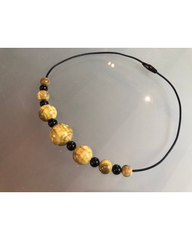 Collier perles Erable échauffé stabilisé  / Ebène  / 02