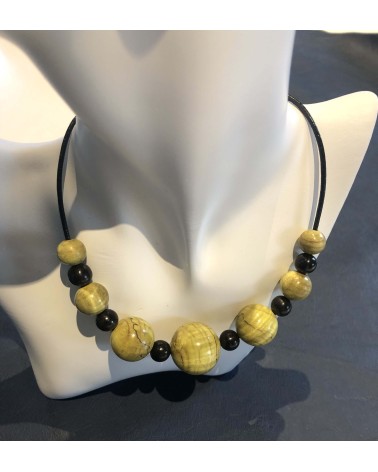 Collier perles Erable échauffé stabilisé  / Ebène  / 02