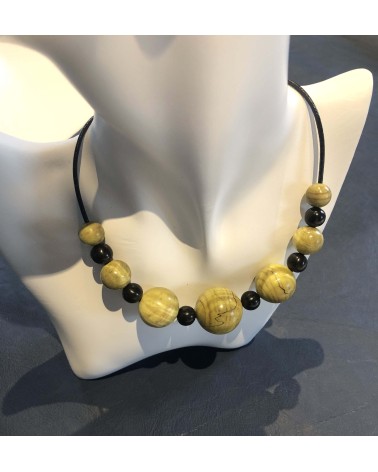 Collier perles Erable échauffé stabilisé  / Ebène  / 02