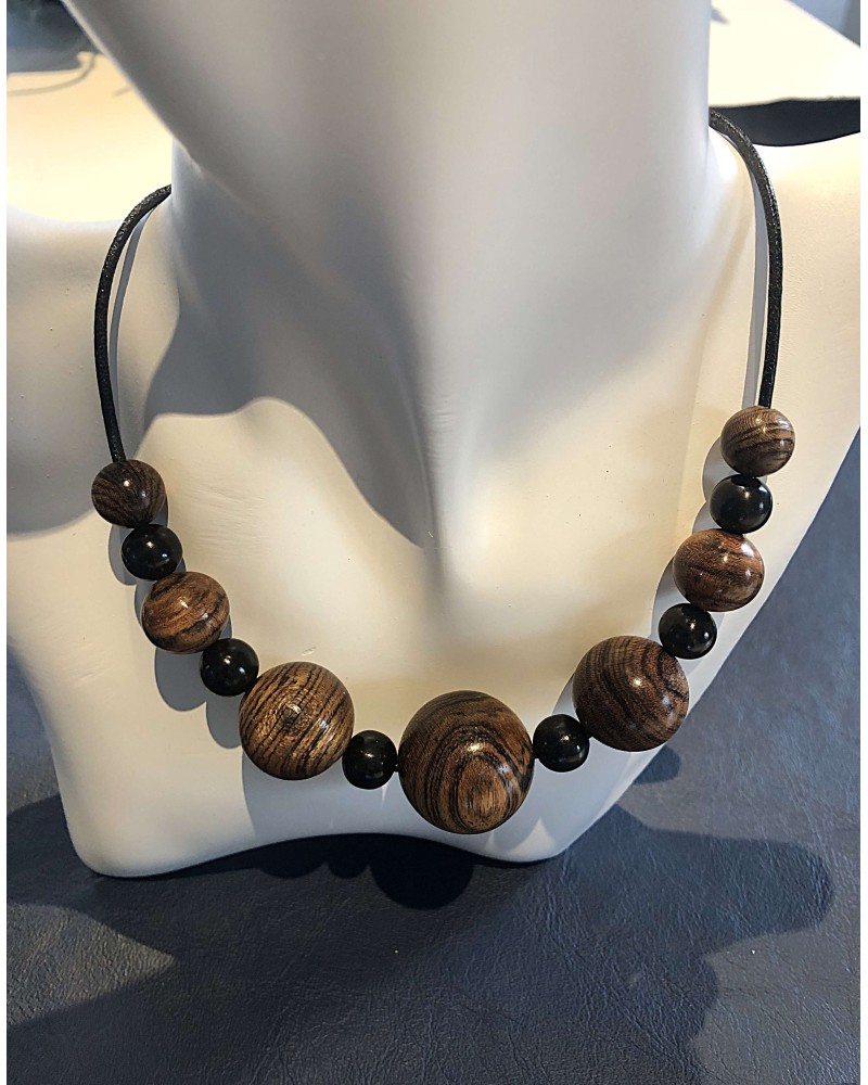 Collier perles Bocote  / Ébène  / 05