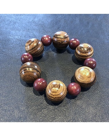 Bracelet perles Zebrano / Amarante  / 01