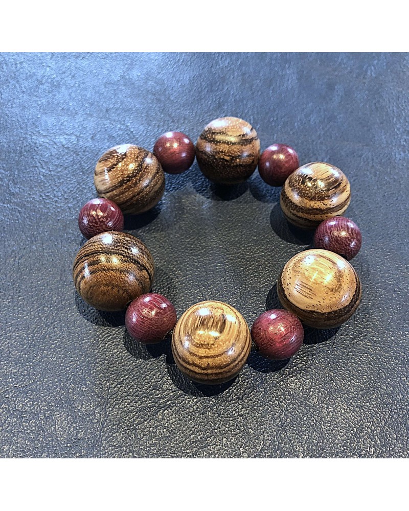 Bracelet perles Zebrano / Amarante  / 01