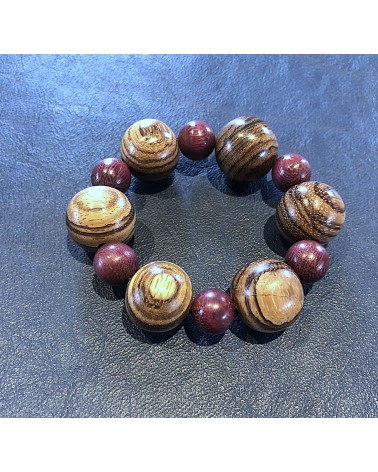 Bracelet perles Zebrano / Amarante  / 01