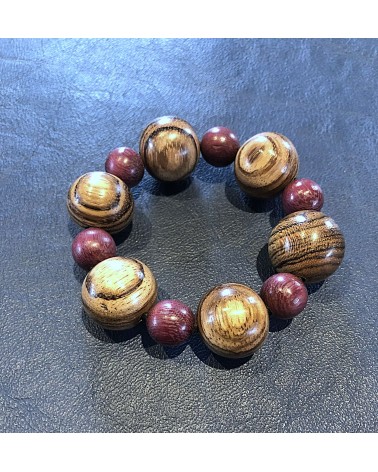 Bracelet perles Zebrano / Amarante  / 01