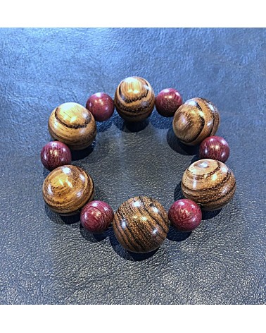 Bracelet perles Zebrano / Amarante  / 01