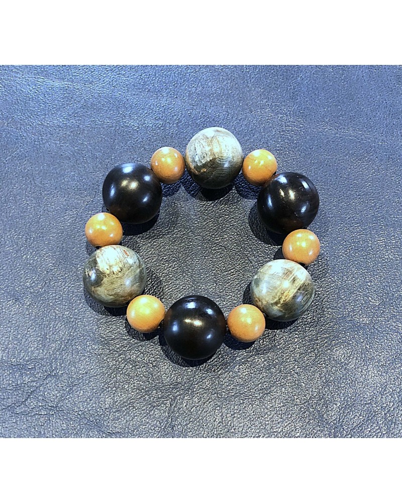 Bracelet perles Grenadille  /Loupe d'Erable   / Peroba 08