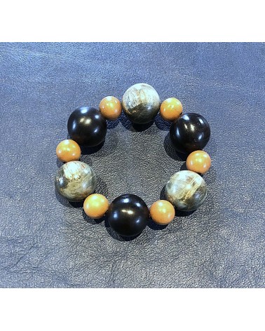 Bracelet perles Grenadille  /Loupe d'Erable   / Peroba 08