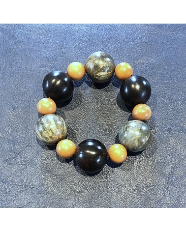 Bracelet perles Grenadille  /Loupe d'Erable   / Peroba 08