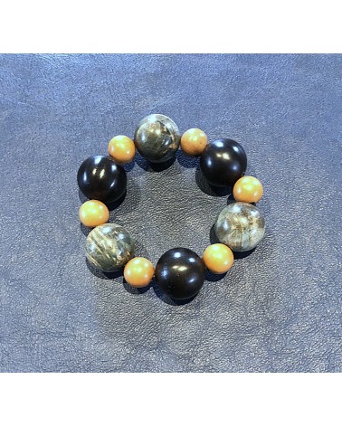 Bracelet perles Grenadille  /Loupe d'Erable   / Peroba 08