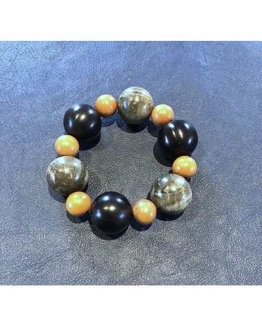 Bracelet perles Grenadille  /Loupe d'Erable   / Peroba 08