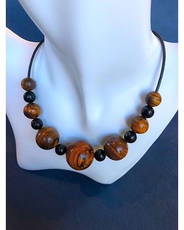 Collier perles Bocote  / Grenadille / 06