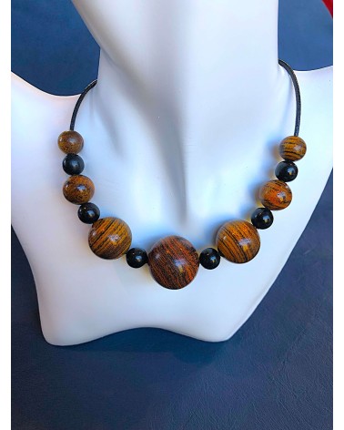 Collier perles Bocote  / Grenadille / 06