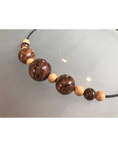 Collier perles Bocote  / Buis / 07