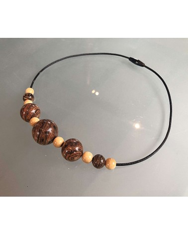 Collier perles Bocote  / Buis / 07