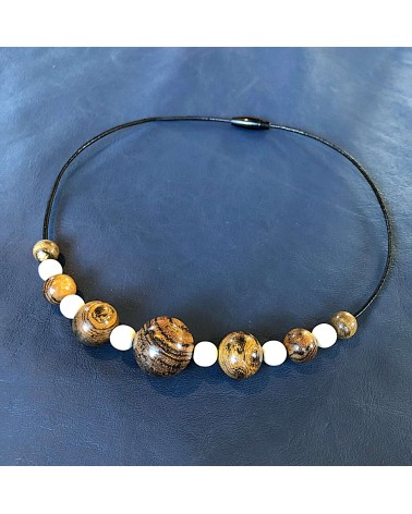 Collier perles Bocote  / Os / 09