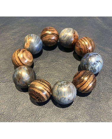 Bracelet perles Zebrano / loupe d'Erable bleu   16