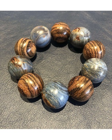 Bracelet perles Zebrano / loupe d'Erable bleu   16