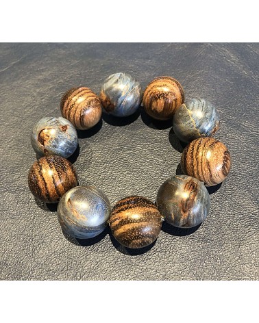 Bracelet perles Zebrano / loupe d'Erable bleu   16