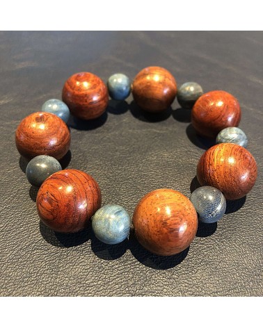 Bracelet perles Sang dragon / loupe d'Erable bleu   17