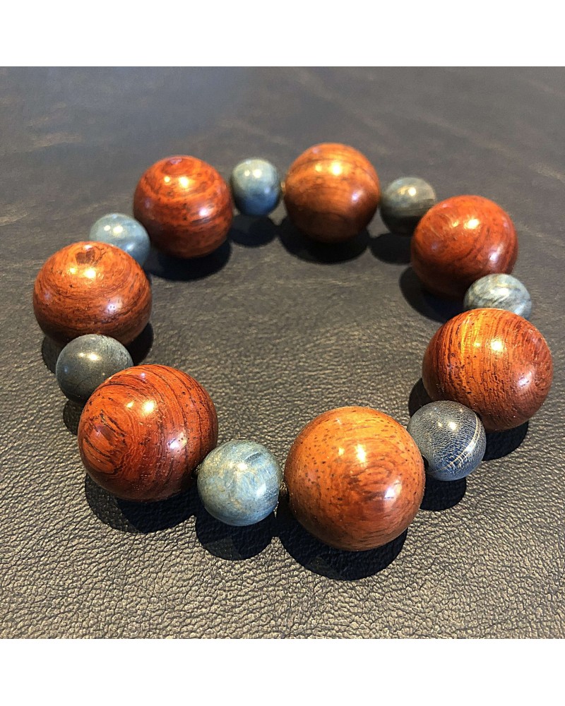 Bracelet perles Sang dragon / loupe d'Erable bleu   17