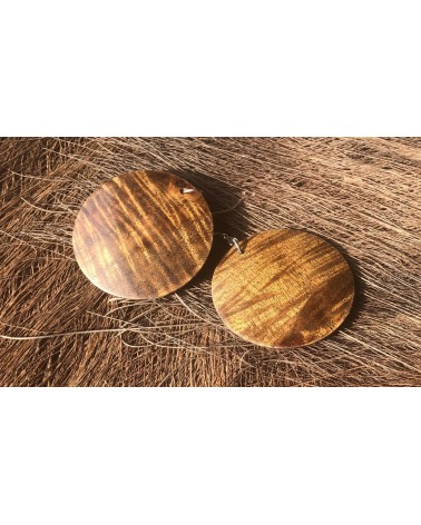 Boucles d'oreille forme lentille Akasia ondé d'Indonésie / 04