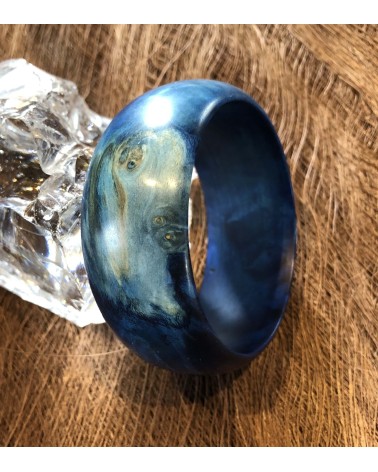 Bracelet en ERABLE échauffé  Stabilisé bleu  / 02