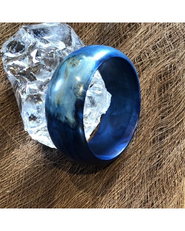 Bracelet en ERABLE échauffé  Stabilisé bleu  / 02