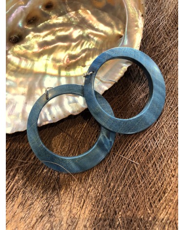 Boucles d'oreille forme lentille ERABLE STABILISE BLEU / 11