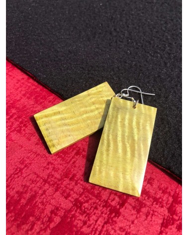 Boucles d'oreille Rectangle en MANGUIER stabilisé jaune  / 13