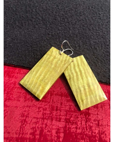 Boucles d'oreille Rectangle en MANGUIER stabilisé jaune  / 13 Boucles d'oreille Rectangle en MANGUIER stabilisé jaune  / 13