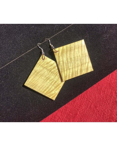 Boucles d'oreille Carré en MANGUIER ONDÉ  / 18 Boucles d'oreille Carré en MANGUIER ONDÉ  / 18