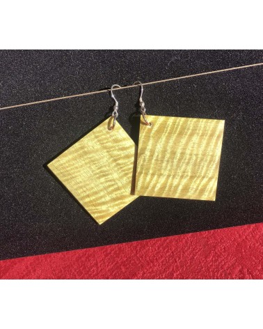 Boucles d'oreille Carré en MANGUIER ONDÉ  / 18 Boucles d'oreille Carré en MANGUIER ONDÉ  / 18